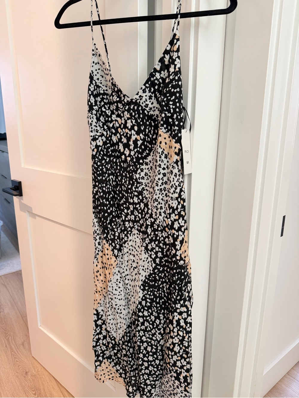 Spotted Slip Dress with Beige Accents - Women's Dress. RVCA. New With Tags!